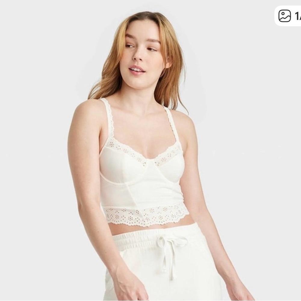 Colsie White Lace Trim Bralette